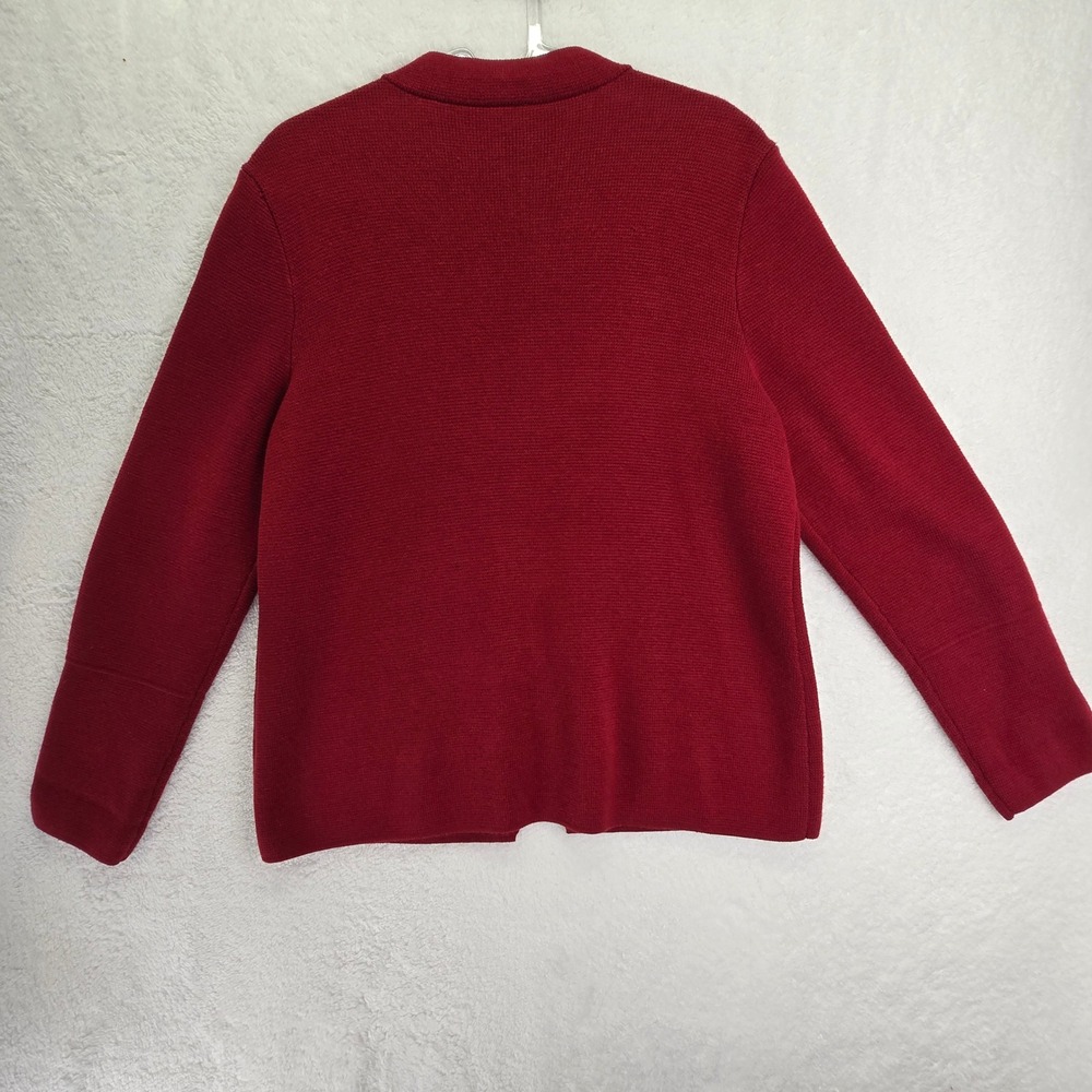 Chicos Red Knit Cardigan Jacket Gold Button‎ Embellished Sz 1 - Picture 2 of 16
